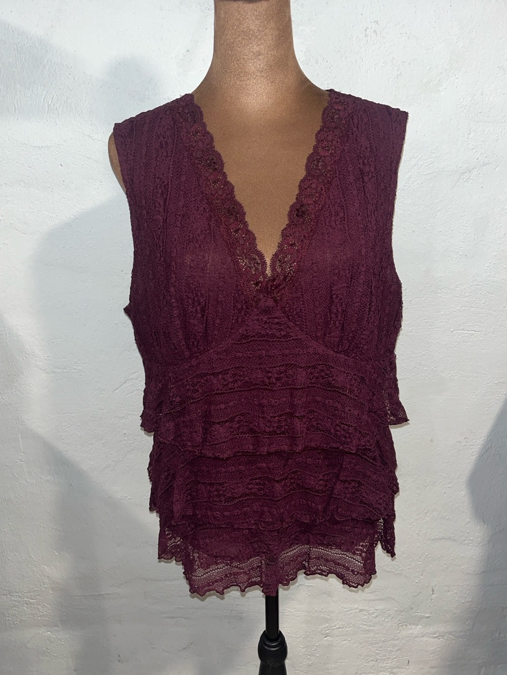 Apt 9 Maroon Lace Tank Top